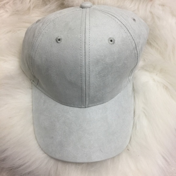grey faux suede cap